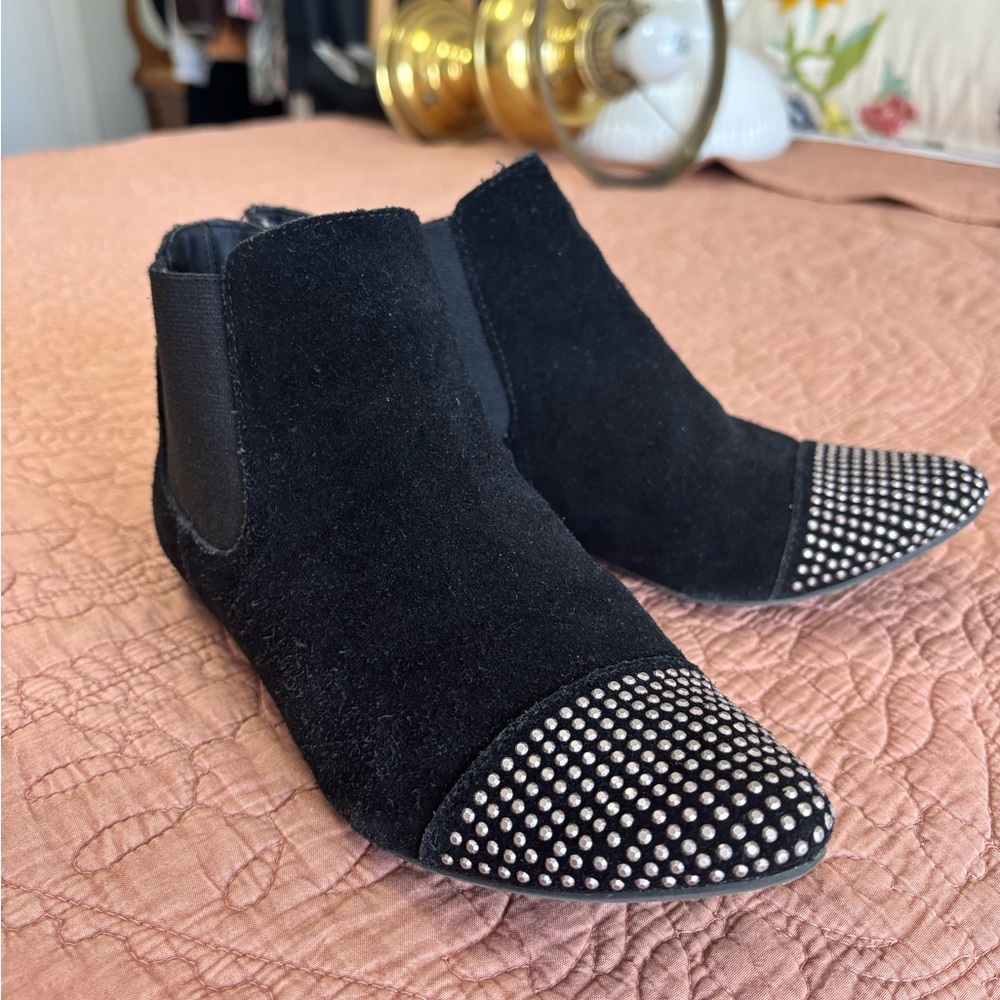 Studded Black Ankle Booties with Pointed Toe